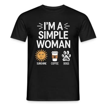 Je suis une femme simple comme les chiens de soleil et le café - T-shirt homme - noir - Devant - AI Model Male 178 light (178cm)