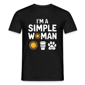 Je suis une femme simple comme les chiens de soleil et le café - T-shirt homme - noir - Devant - AI Model Male 178 light (178cm)