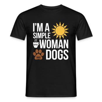 Je suis une femme simple comme les chiens de soleil et le café - T-shirt homme - noir - Devant - AI Model Male 178 light (178cm)