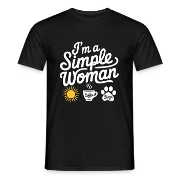 Je suis une femme simple comme les chiens de soleil et le café - T-shirt homme - noir - Devant - AI Model Male 178 light (178cm)