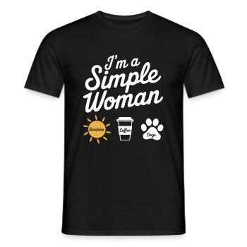 Je suis une femme simple comme les chiens de soleil et le café - T-shirt homme - noir - Devant - AI Model Male 178 light (178cm)
