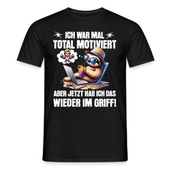 Sloth stays lazy I used to be totally motivated - Men's T-Shirt - black - Front - AI Model Male 178 light (178cm)