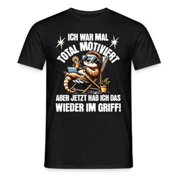 Sloth stays lazy I used to be totally motivated - Men's T-Shirt - black - Front - AI Model Male 178 light (178cm)