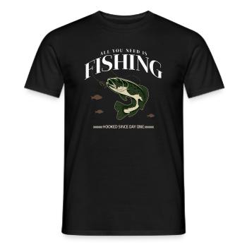 All You Need Is Fishing - Retro Angler T-Shirt - Men's T-Shirt - black - Front - AI Model Male 178 light (178cm)