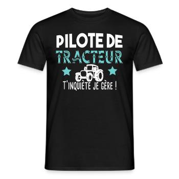 Tracteur. Agriculteur ferme Cadeau humour. Métier - T-shirt homme - noir - Devant - AI Model Male 178 light (178cm)