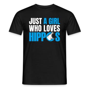 JUST A GIRL WHO LOVES HIPPOS - Men's T-Shirt - black - Front - AI Model Male 178 light (178cm)