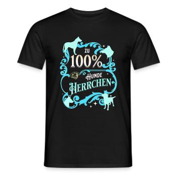 Hunde Herrchen von einem Hund zum Gassi gehen - Männer T-Shirt - Schwarz - Vorne - AI Model Male 178 light (178cm)