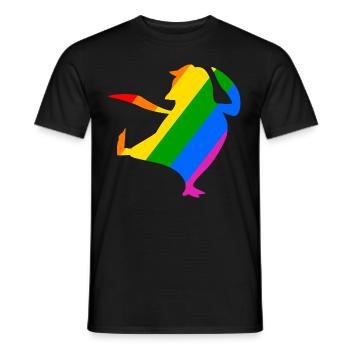Regenbogen Pinguin macht Karate - Männer T-Shirt - Schwarz - Vorne - AI Model Male 178 light (178cm)
