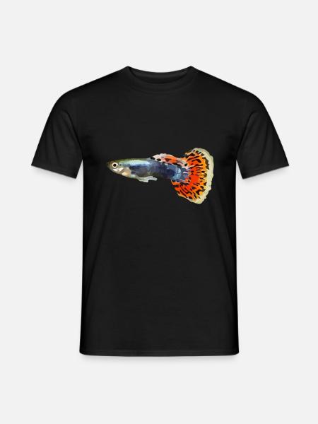 Guppy Zierfisch farbig bunt Grafik - Männer T-Shirt - Schwarz