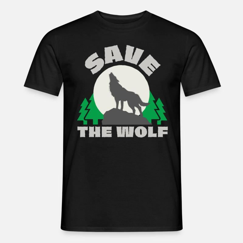 Rettet den Wolf, Save The Wolf Tierschutz Geschenk - Männer T-Shirt - Schwarz