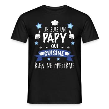 12 - je suis un papy qui cuisine.png - T-shirt homme - noir - Devant - AI Model Male 178 light (178cm)