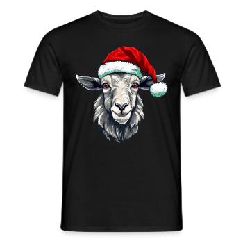 Tête d’animal de Noël de Noël de chèvre - T-shirt homme - noir - Devant - AI Model Male 178 light (178cm)