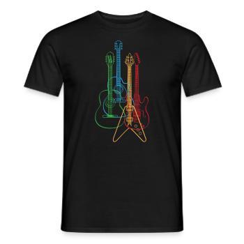 Chemise de guitare classique électrique acoustique colorée - T-shirt homme - noir - Devant - AI Model Male 178 light (178cm)