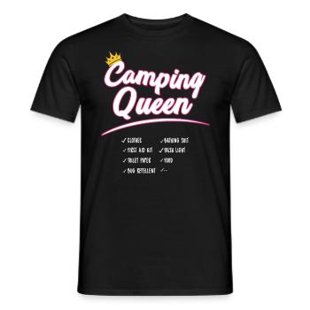 Camping funny Shirt - camping queen outdoor nature - Men's T-Shirt - black - Front - AI Model Male 178 light (178cm)