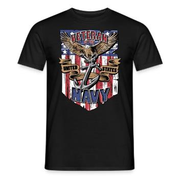 Us-Marine Veteran blaue Linie American Flag Shirt - Männer T-Shirt - Schwarz - Vorne - AI Model Male 178 light (178cm)