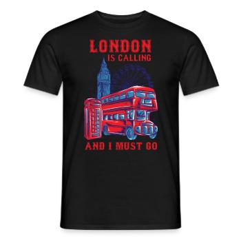 London calling shirt travel vintage England - Men's T-Shirt - black - Front - AI Model Male 178 light (178cm)