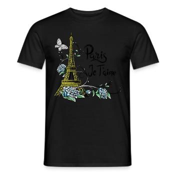 Paris shirt Eiffel Tower Je taime Paris France - Men's T-Shirt - black - Front - AI Model Male 178 light (178cm)