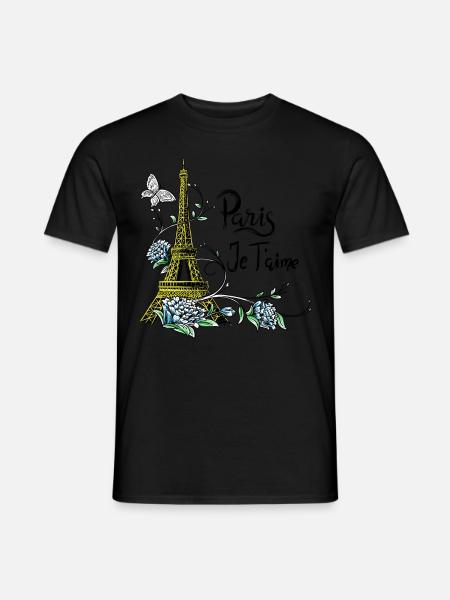 Camiseta París Torre Eiffel Je taime París Francia - Camiseta hombre - negro
