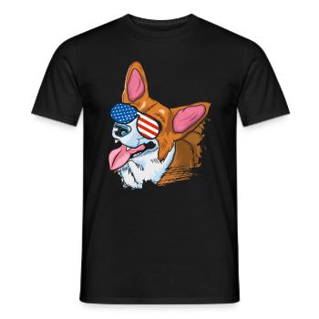 Corgi amerikanische Flagge Sonnenbrille Day t-Shirt - Männer T-Shirt - Schwarz - Vorne - AI Model Male 178 light (178cm)