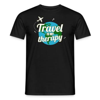 Reisen ist mein Therapie Traveller Wanderlust Shirt - Männer T-Shirt - Schwarz - Vorne - AI Model Male 178 light (178cm)
