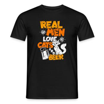 Cadeau de boisson alcool bière bière chat - T-shirt homme - noir - Devant - AI Model Male 178 light (178cm)