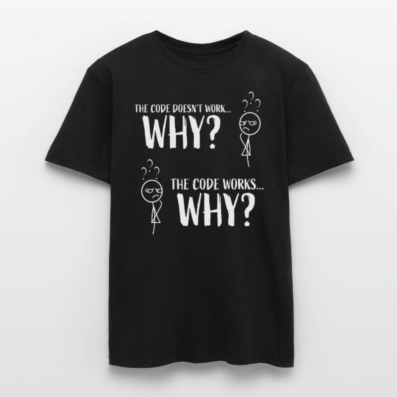 Funny Coding Programmer Gift "The code works..Why" Men's T-shirt