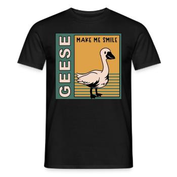 Oies Make Me Smile : oiseau mignon, oie naturelle - T-shirt homme - noir - Devant - AI Model Male 178 light (178cm)