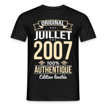 18th Birthday - Original - July 2007 - Men's T-Shirt - black - Front - AI Model Male 178 light (178cm)