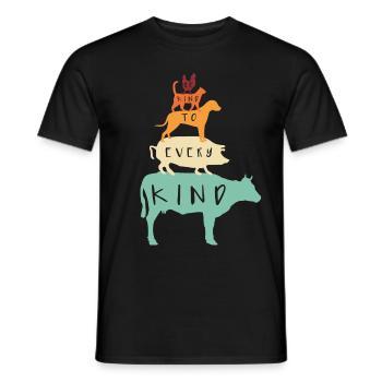 VEGAN être enfant à chaque enfant vintage rétro - T-shirt homme - noir - Devant - AI Model Male 178 light (178cm)
