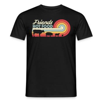 Friends not Food Vegan Vintage Retro - Men's T-Shirt - black - Front - AI Model Male 178 light (178cm)