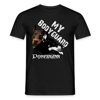 tête de chien doberman, énonciations de chien, garde du corps, chiens - T-shirt homme - noir - Devant - AI Model Male 178 light (178cm)