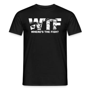 WTF Where's the Fish - Funny Fishing Shirt & Gifts - T-shirt homme - noir - Devant - AI Model Male 178 light (178cm)
