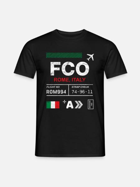 Étiquette d’aéroport de Rome - T-shirt homme - noir