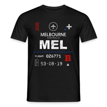 Etikett des Flughafens Melbourne - Männer T-Shirt - Schwarz - Vorne - AI Model Male 178 light (178cm)