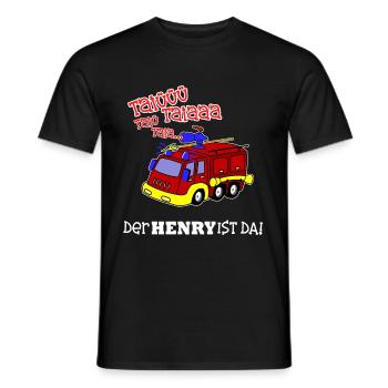 Geburt Geschenk Geburtstag Name Henry Feuerwehr - Männer T-Shirt - Schwarz - Vorne - AI Model Male 178 light (178cm)