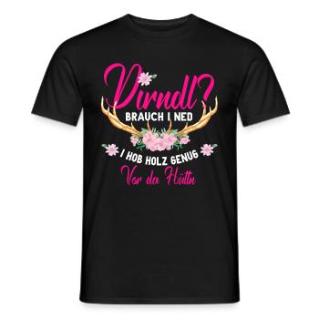 Dirndl Holz Vor Der Hütte Bayrisch Wiesn Tracht - Männer T-Shirt - Schwarz - Vorne - AI Model Male 178 light (178cm)