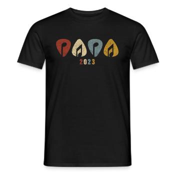 Gitarrist Papa 2023 Musiker Vater Gitarre Plektron - Männer T-Shirt - Schwarz - Vorne - AI Model Male 178 light (178cm)