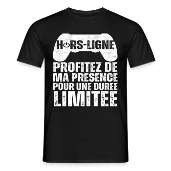 Hors-ligne cadeau pour gamer humour gaming cadeau - T-shirt homme - noir - Devant - AI Model Male 178 light (178cm)