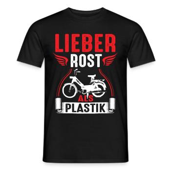 Lieber Rost als Plastik Zweitakt Roller Mofa Moped - Männer T-Shirt - Schwarz - Vorne - AI Model Male 178 light (178cm)