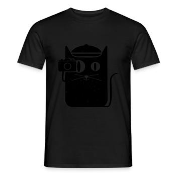 Cat with camera loves photography - Men's T-Shirt - black - Front - AI Model Male 178 light (178cm)