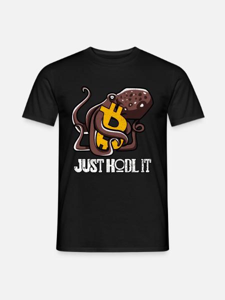 BITCOIN Oktopus Kraken - JUST HODL IT - Männer T-Shirt - Schwarz