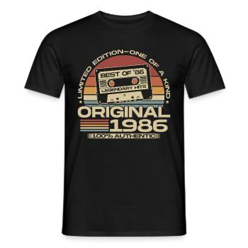 Vintage, 1986, Rétro, Vintage, Cadeau d’anniversaire - T-shirt homme - noir - Devant - AI Model Male 178 light (178cm)