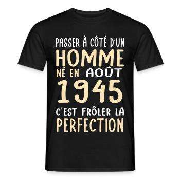 80° Compleanno - Nato nell'agosto 1945 - T-shirt uomo - nero - Fronte - AI Model Male 178 light (178cm)