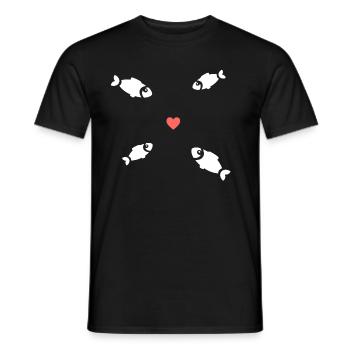Fish Swarm Heart - Men's T-Shirt - black - Front - AI Model Male 178 light (178cm)