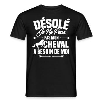 Désolé je ne peux pas mon cheval a besoin de moi - T-shirt homme - noir - Devant - AI Model Male 178 light (178cm)