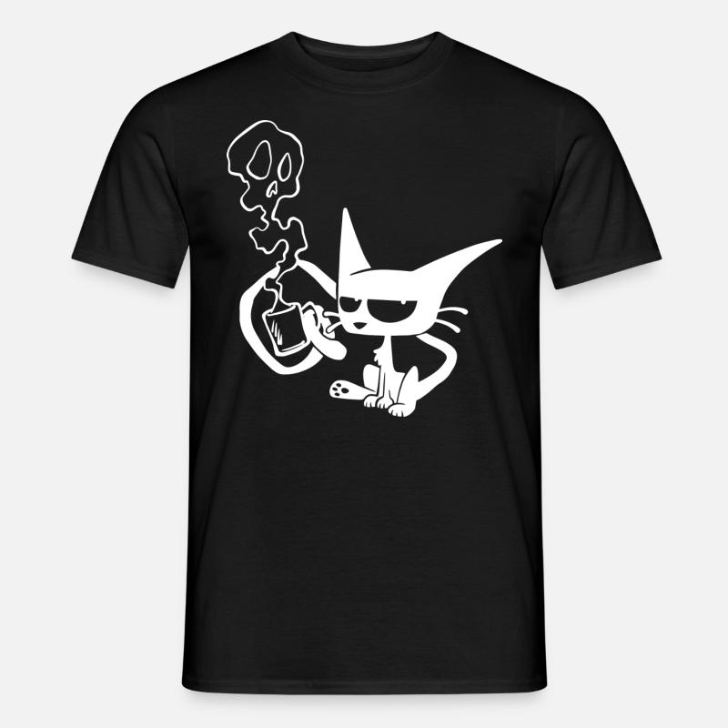 Kaffee-Katze - Männer T-Shirt - Schwarz