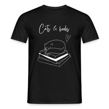 Katze Buch Roman Geschenkidee - Männer T-Shirt - Schwarz - Vorne - AI Model Male 178 light (178cm)