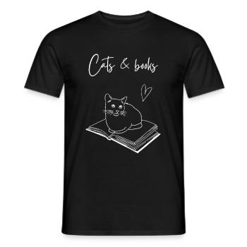 Idée cadeau de lecture de livre pour chat - T-shirt homme - noir - Devant - AI Model Male 178 light (178cm)