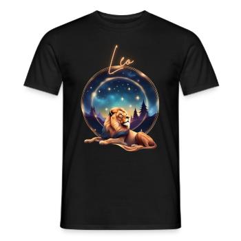 Leo Löwe Sterne Geschenk - Männer T-Shirt - Schwarz - Vorne - AI Model Male 178 light (178cm)