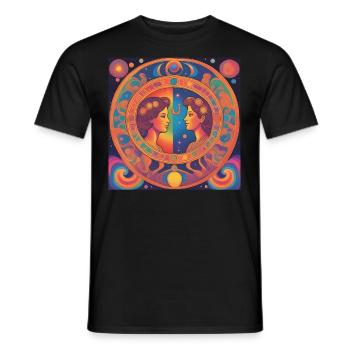 Zwilling Sterne Horoskop Geschenk - Männer T-Shirt - Schwarz - Vorne - AI Model Male 178 light (178cm)